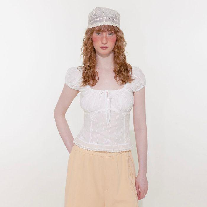 [SET] Grove Puff Blouse (Scarf Set / White)