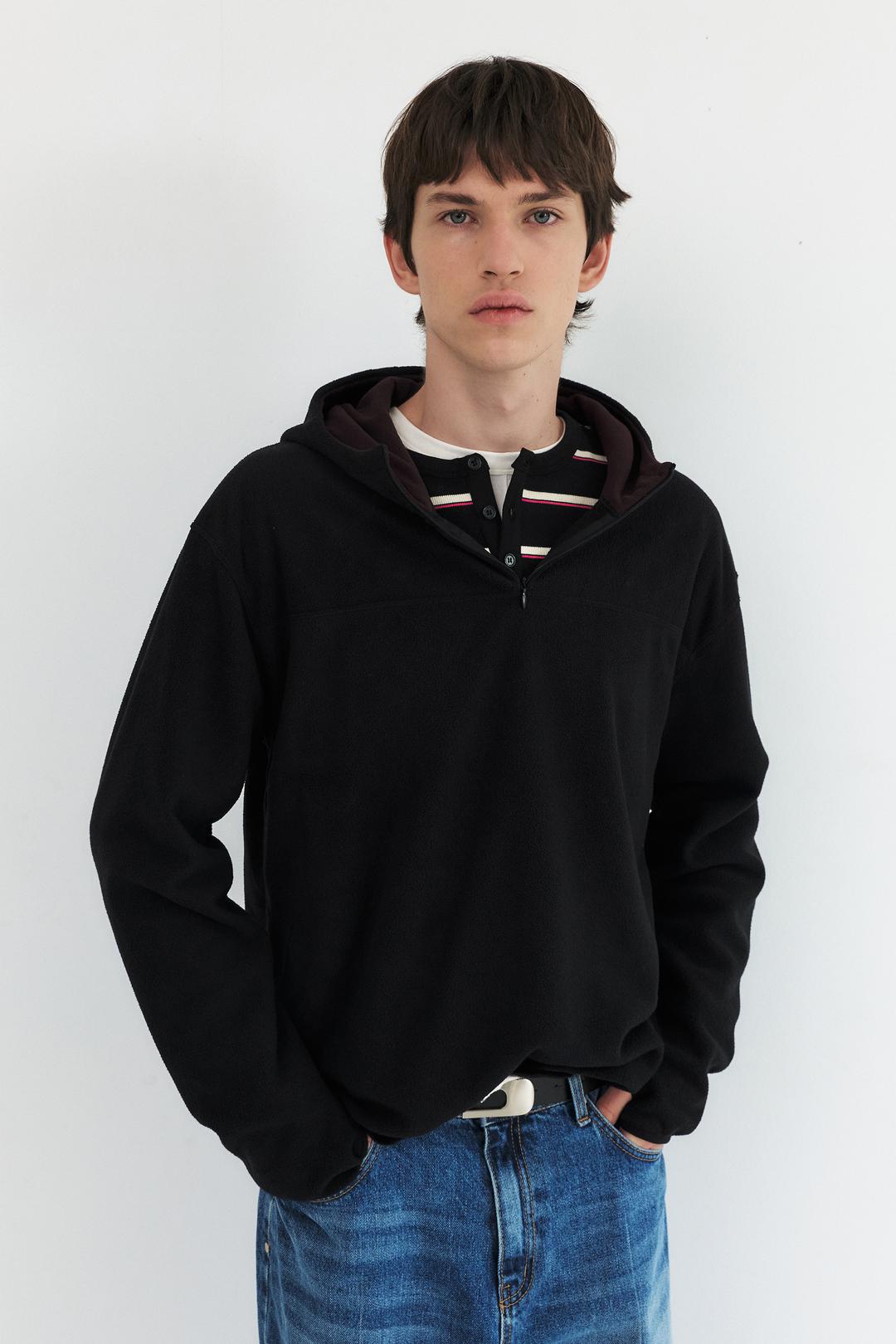 [RESTOCK] FLEECE SCUBA HOODIE TOP - BLACK