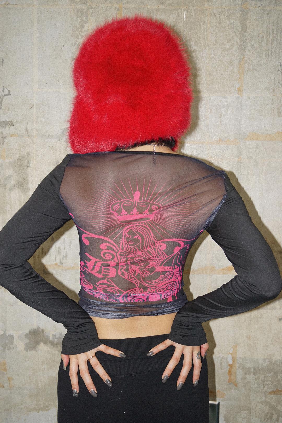 백 시스루 프린팅 탑