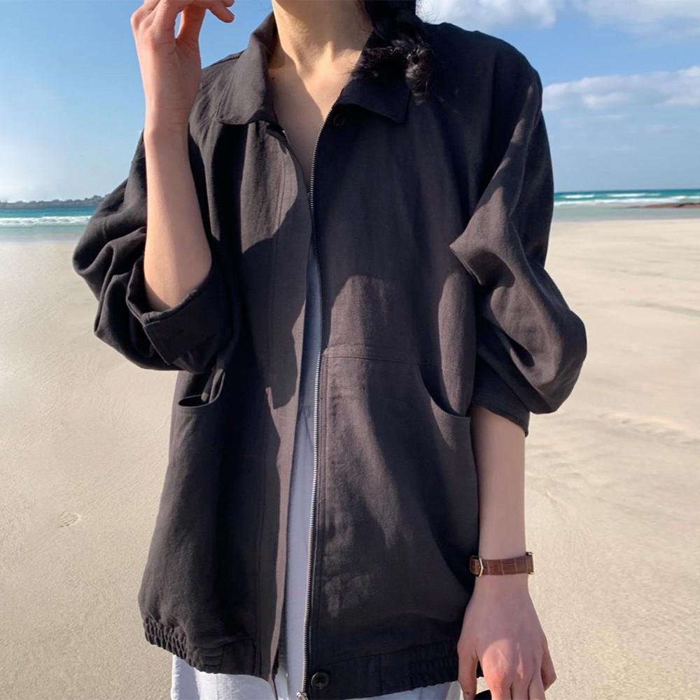 오버테이크 콜린 야상 점퍼 (2col) 린넨 루즈핏 집업 여름 잠바