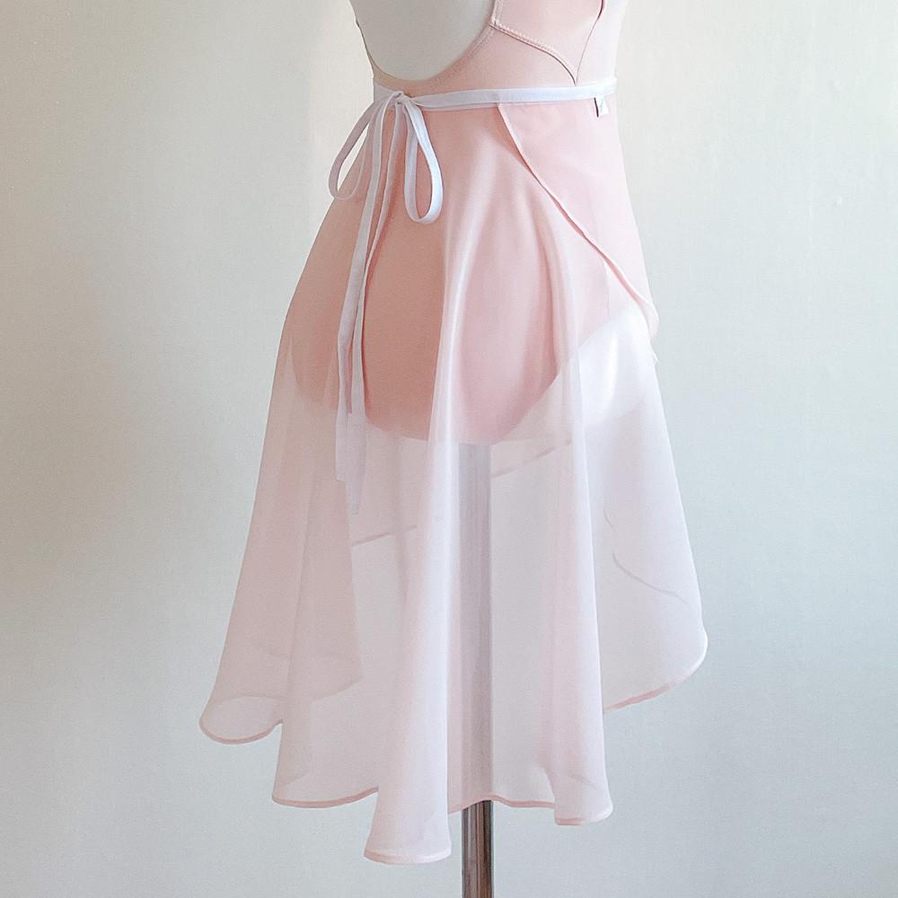 [파우더리핑크] 오브핏 미디기장 성인발레 쉬폰 발레스커트
