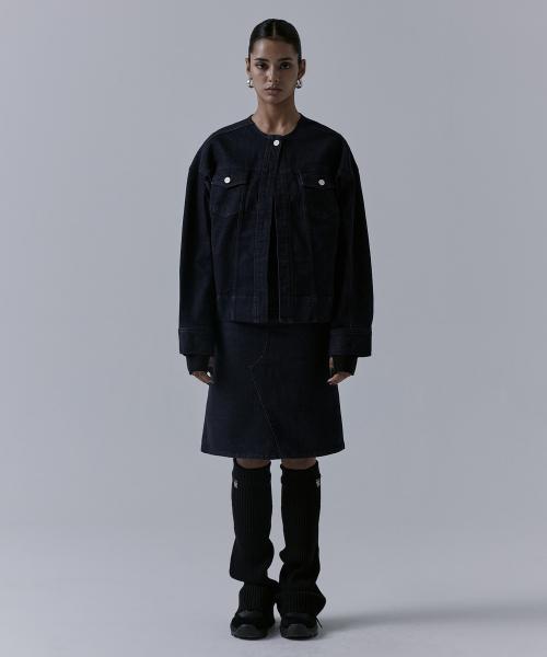 One Button Denim Set-up Jacket [ Indigo ]