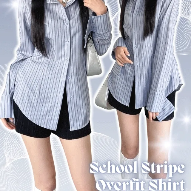 페미닌&키치ღ 여리여리 슬림핏 스쿨 스트라이프 셔츠 / 하이틴룩