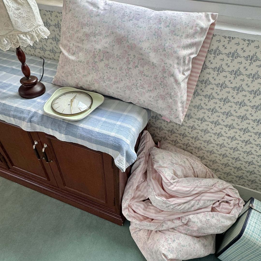 powder pink floral bedding (pillow cover)