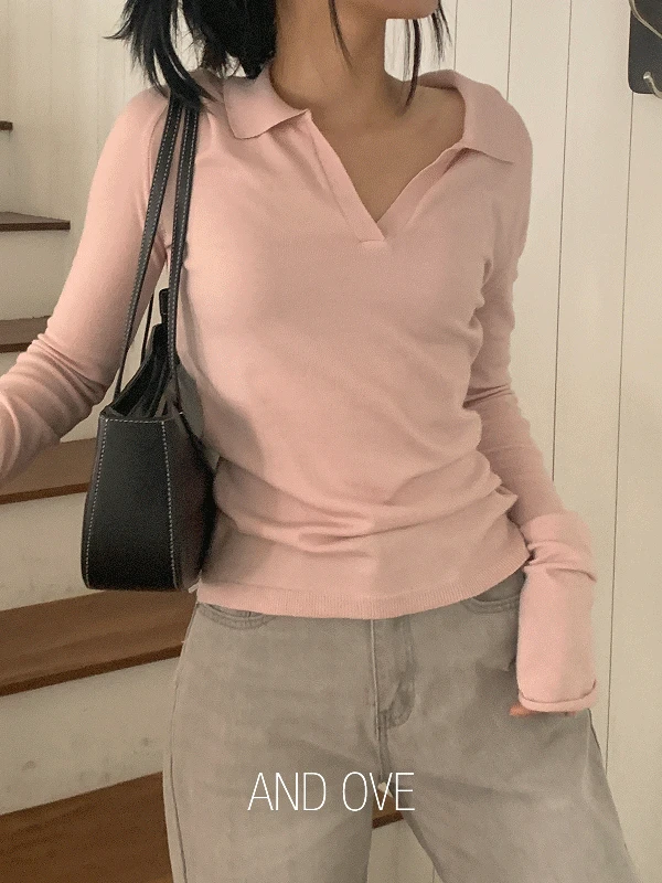 [가을/핏/데일리] 팁티 슬림핏 카라 니트 티