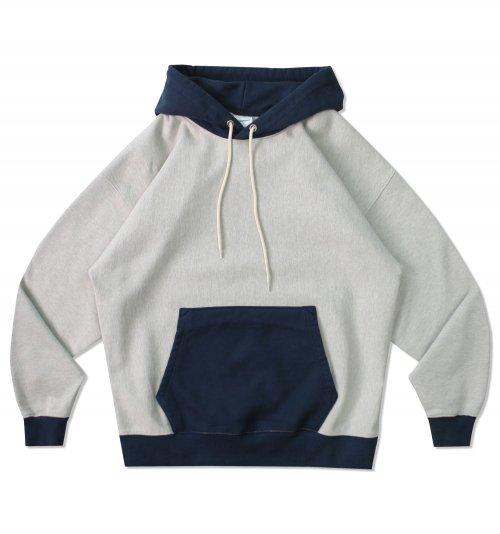 TWO TONE HOOD SWEAT_3% MELANGE GRAY