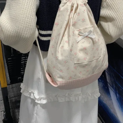 (주문폭주) 보부상 리본 플라워 스트라이프 백팩 2color