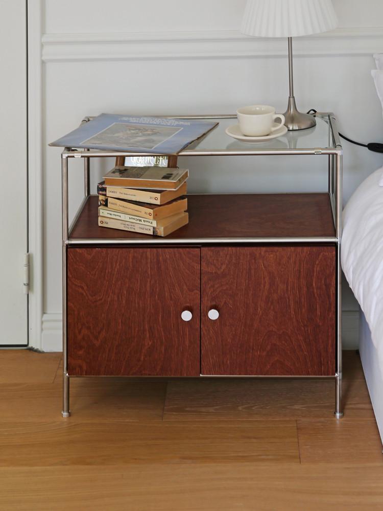 미드센츄리 자작나무 합판 원목 거실 수납장 모듈 빈티지 가구 양문 도어형 W630