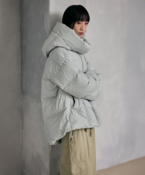 이지 웜 후디드 덕 다운 점퍼 [스카이블루]