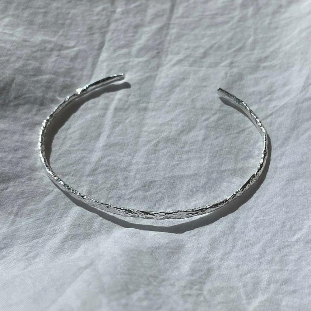 [어나더베이스] 러프 뱅글 브레이슬릿 silver925 베이직 심플 레이어드