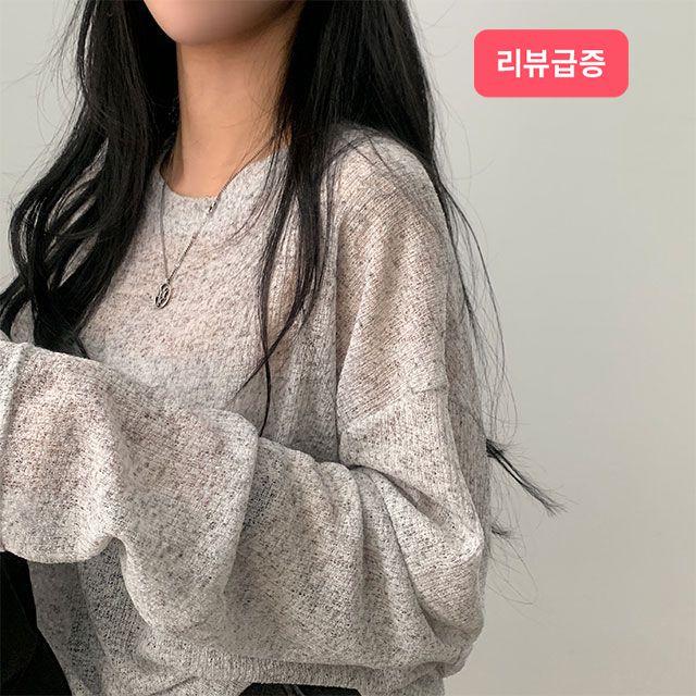 [살탐방지/여름필수~] 살안타 린넨 시스루 루즈핏 긴팔니트,티셔츠_슈가파우더