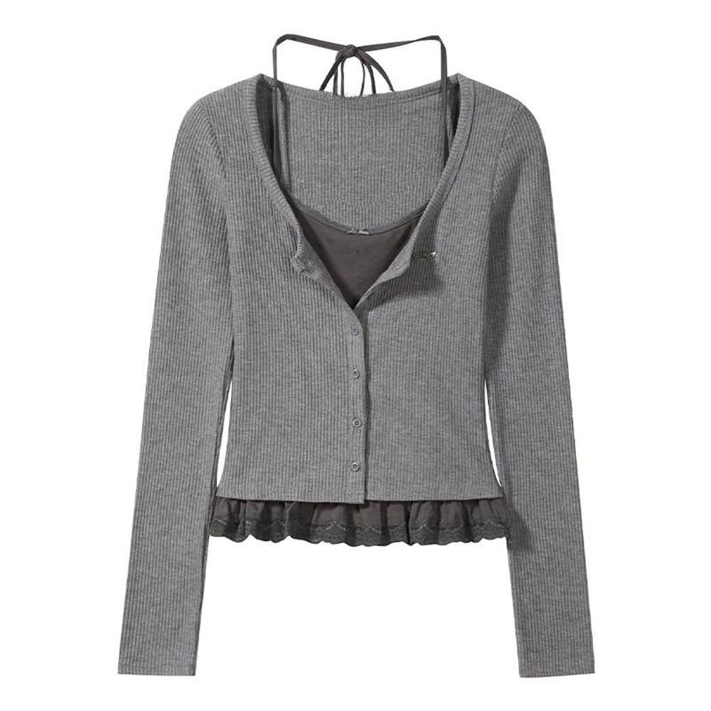 리본 레이스 레이어드 티셔츠 227564167