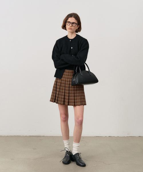 PLEATS MINI CHECK SKIRT BROWN CHECK_UDSK4C204W2