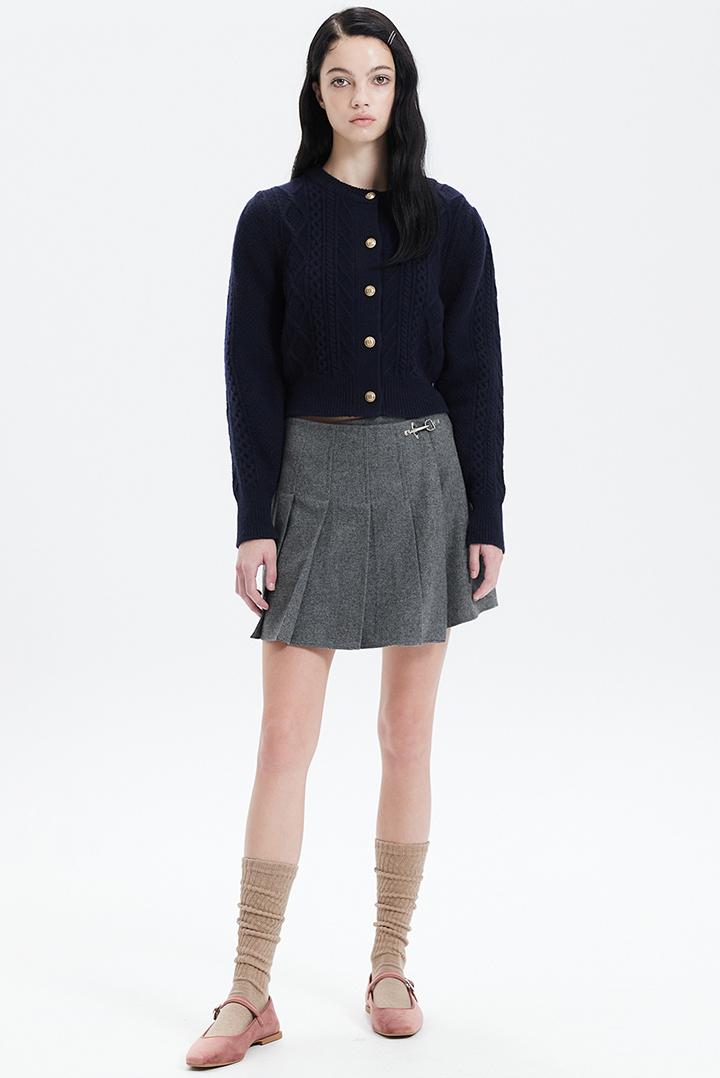 WRAP PLEATED SKIRT _ GREY