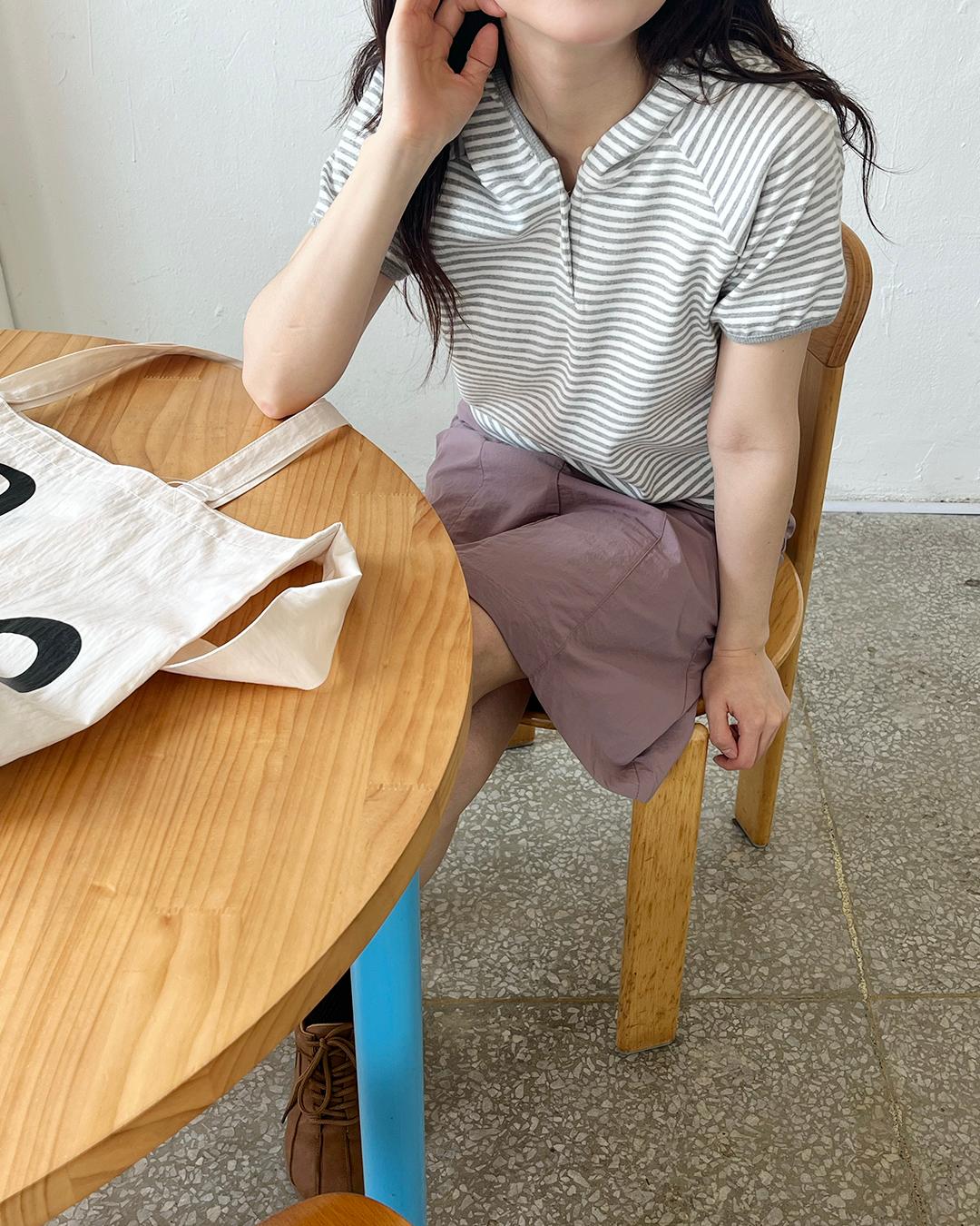 stripe button hood - 2colors