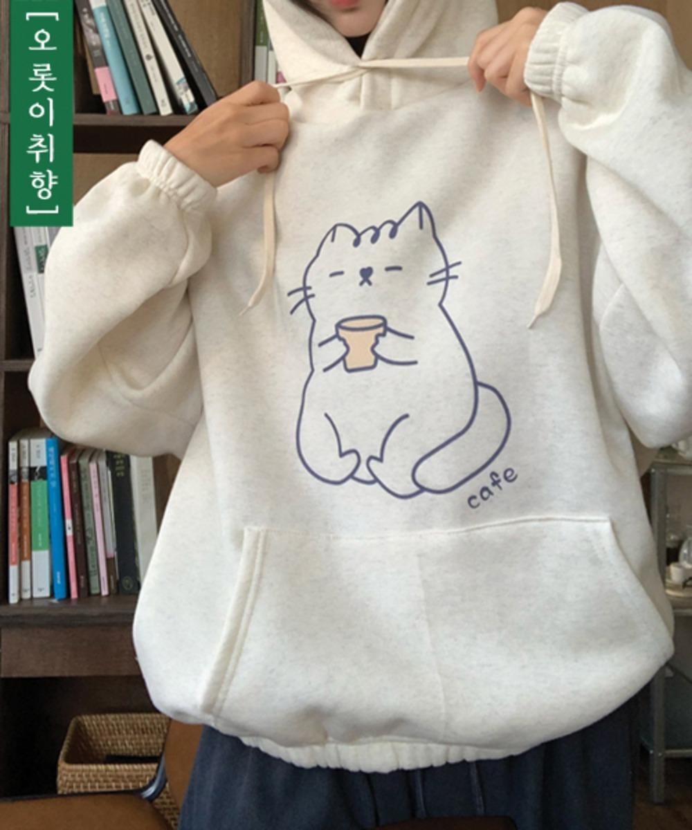러브앤드팝 (자체제작)카페 네코 후드티(기모)