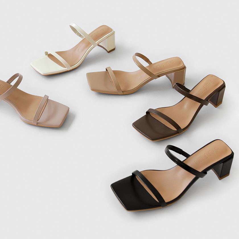이사벨 스퀘어 샌들 뮬 (5cm)