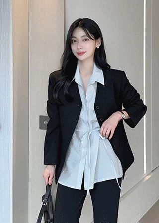 봄신상💛 버튼 트임 스트랩 셔츠 블라우스