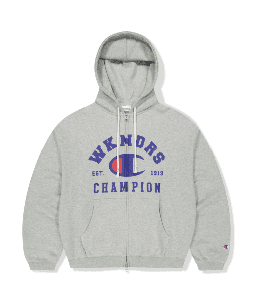 CHAMPION LOGO ZIP-UP HOODIE (M.GREY)