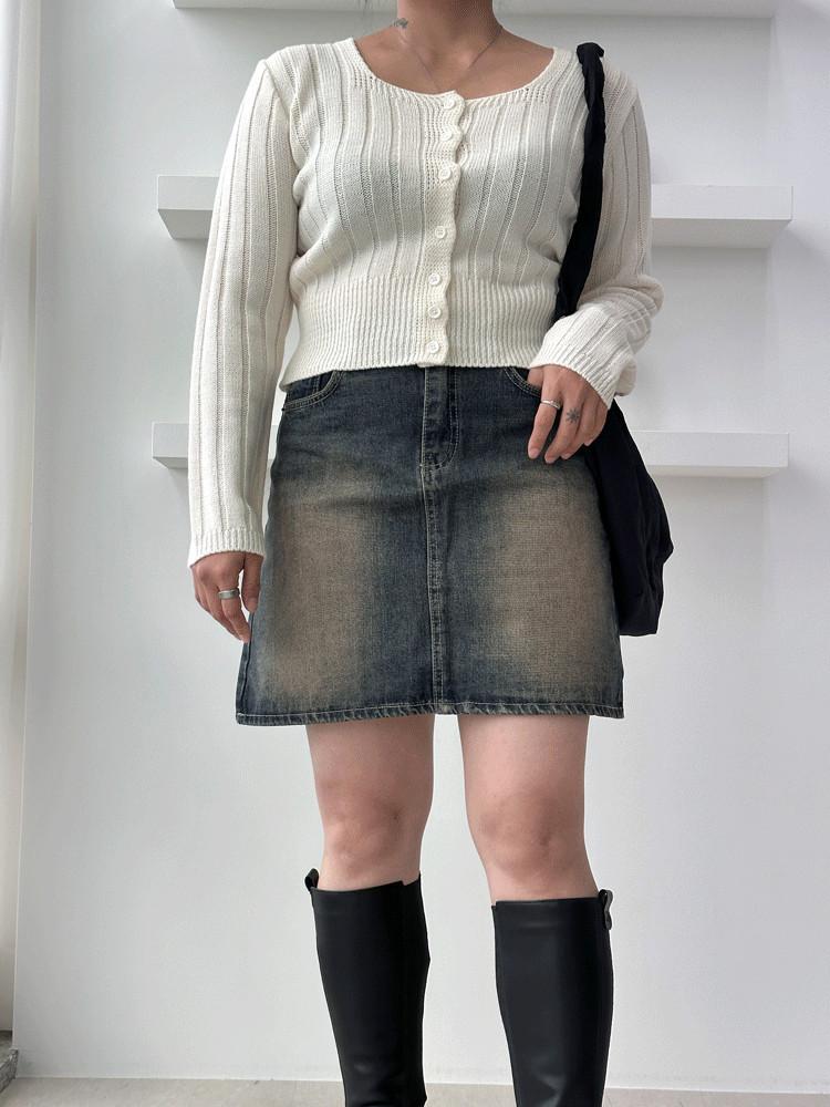 748 빈티지 워싱 데님 미니스커트[3color/S-2XL]