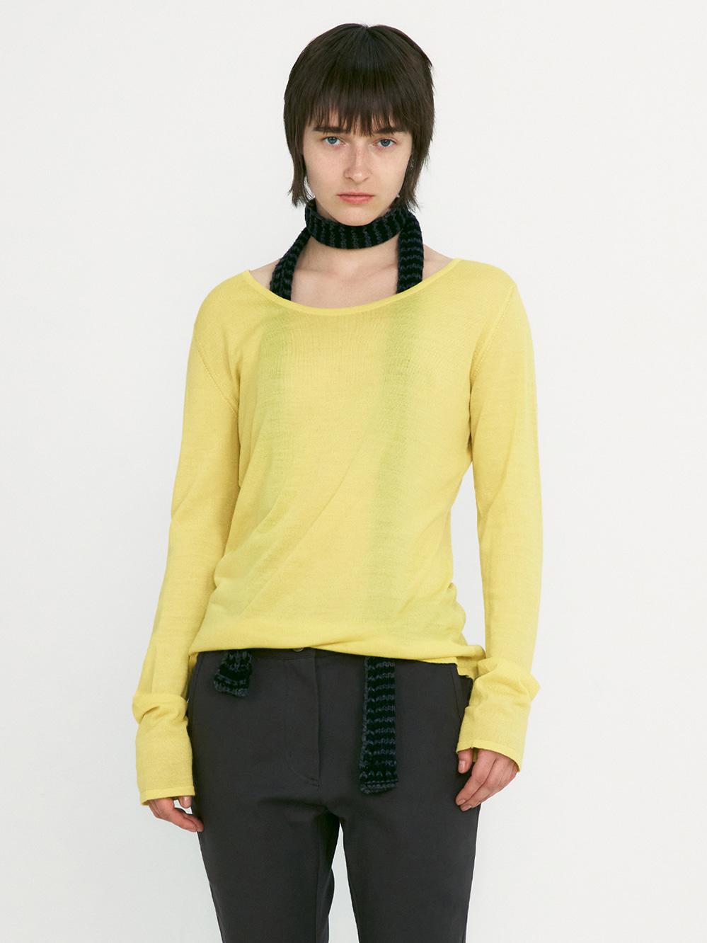 U Neck Knitted Top_Yellow