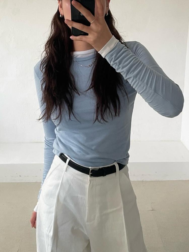 비드 베이직 라운드 쫀쫀 티셔츠 2color