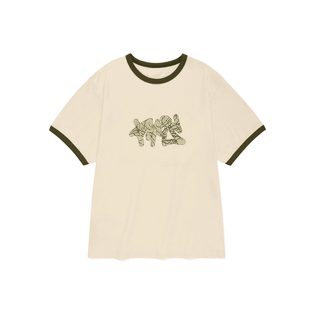 Cracked Logo Ringer Tee/Cream