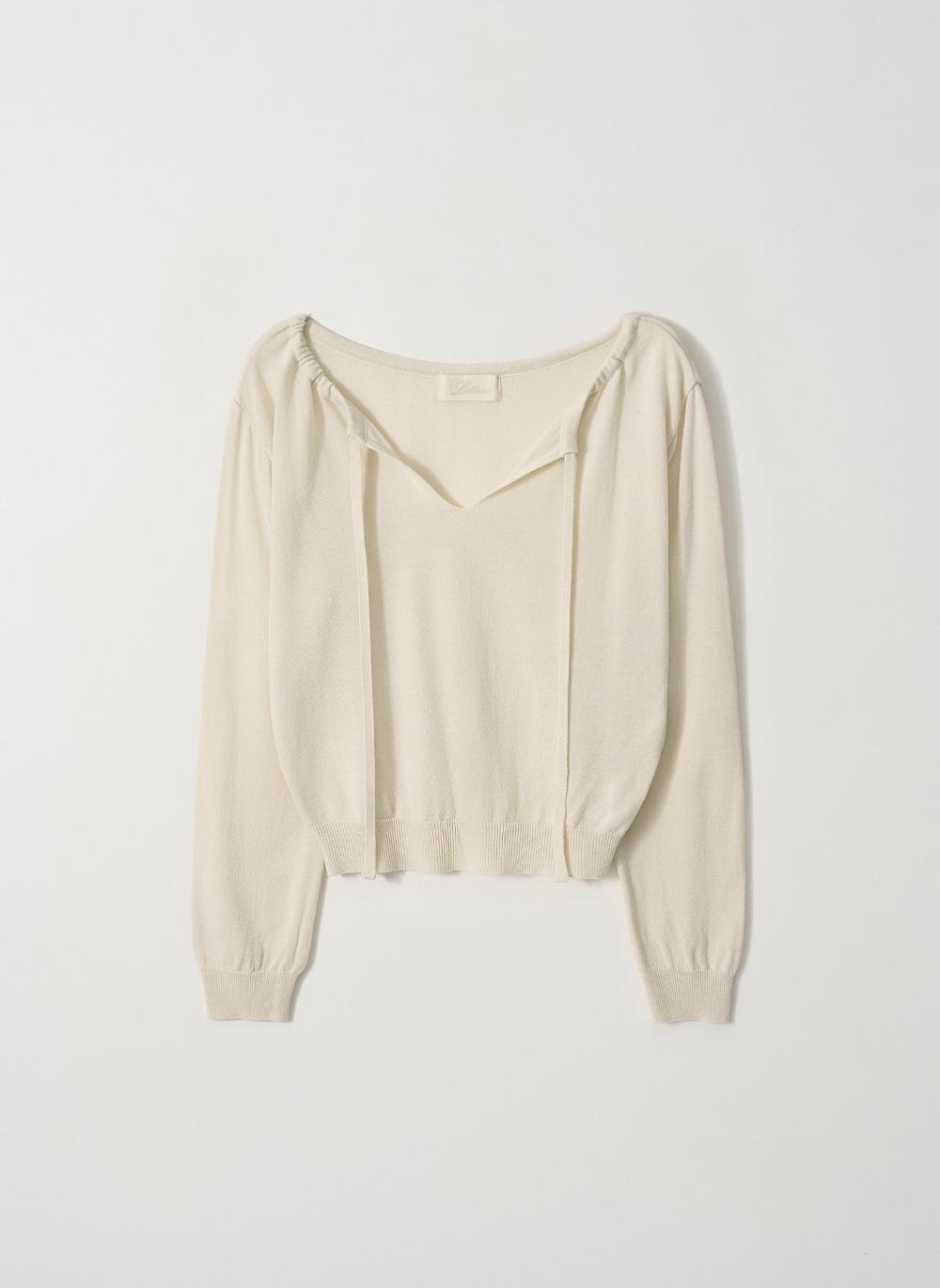 Open String Ribbon Knit_Beige