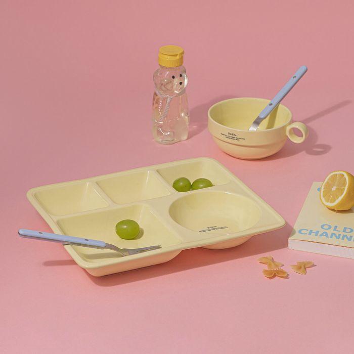 에센셜 도자기 식판 세트 다이어트 식단 나눔식판 (옐로우)