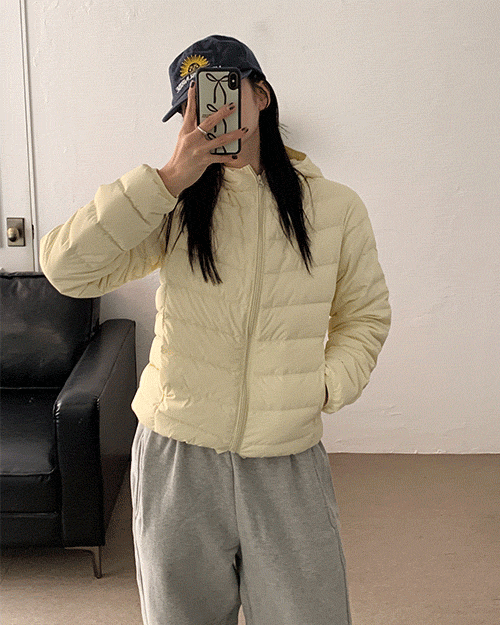 [주문폭주] 렌 덕다운 후드 경량 패딩 (3color) / 7-10일소요