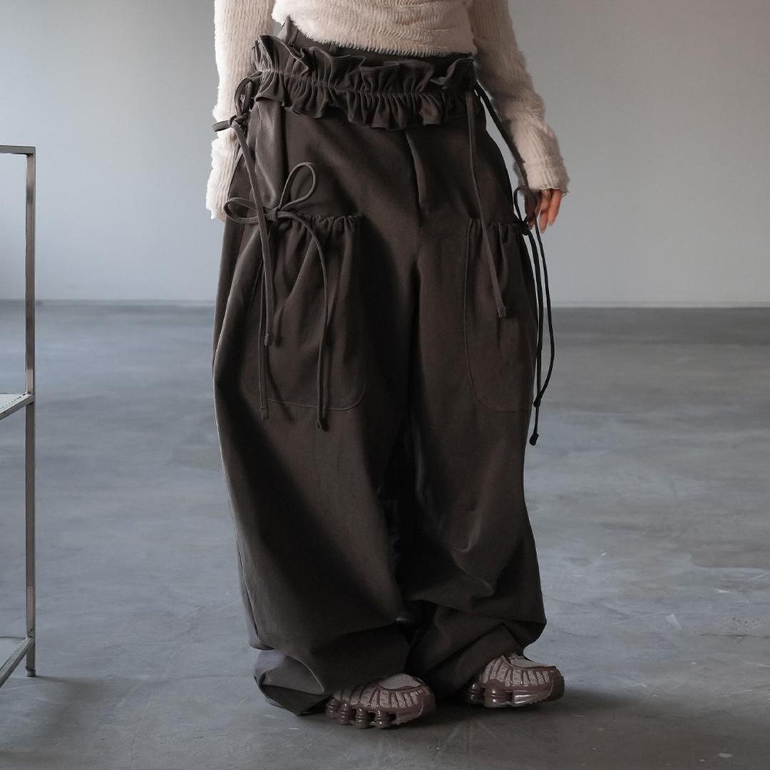 [벨트세트]베텔 리본 카고 와이드팬츠