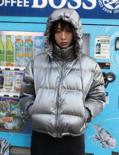 HOODED DOWN REVERSIBLE JACKET(SILVER)
