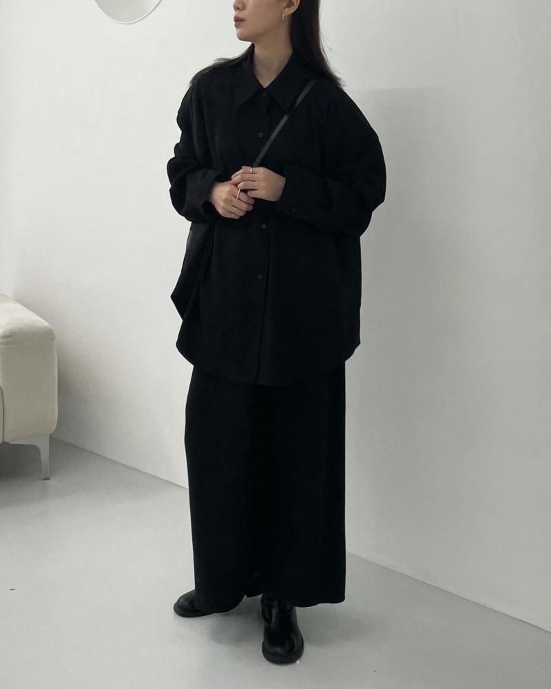 당일출고/주문폭주) 기모스트랩 박시 셔츠 스커트 set