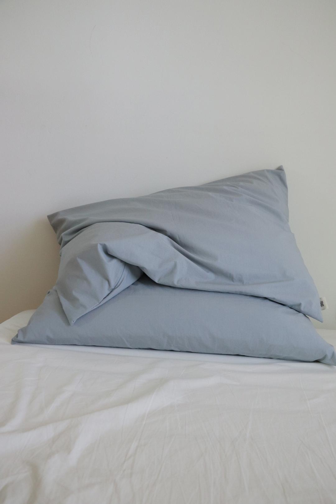 Blue grey cotton pillow cover