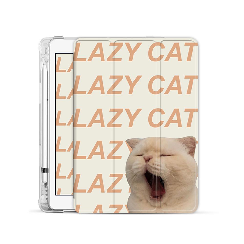 아이패드 LAZY CAT 투명 하드 고양이 아이패드케이스