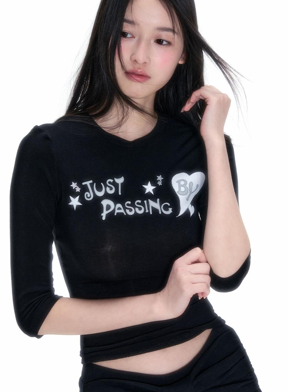 NECY STUDIO Glitter Mid-Sleeve T-Shirt