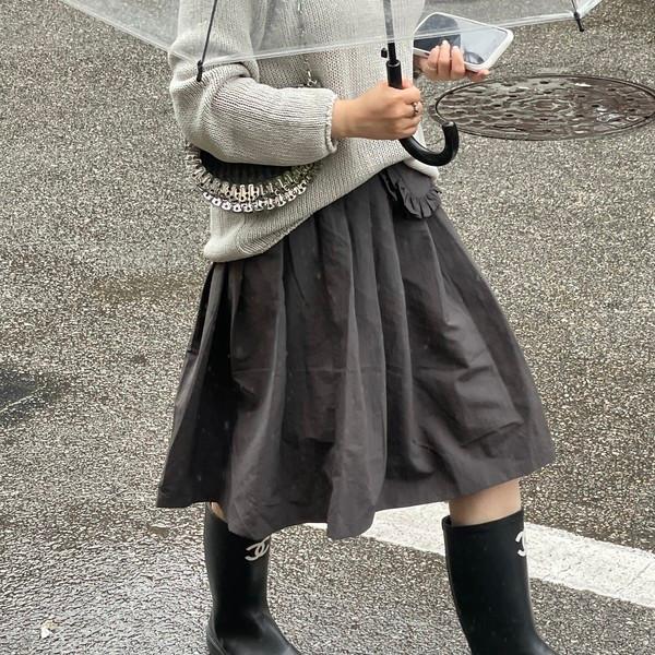 echo midi skirt (charcoal/cream)