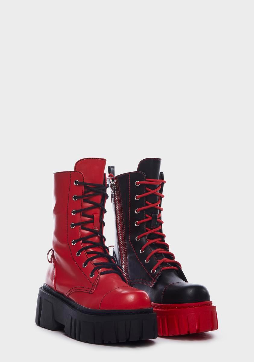 Devil Games Mismatched Combat Boots - US 5