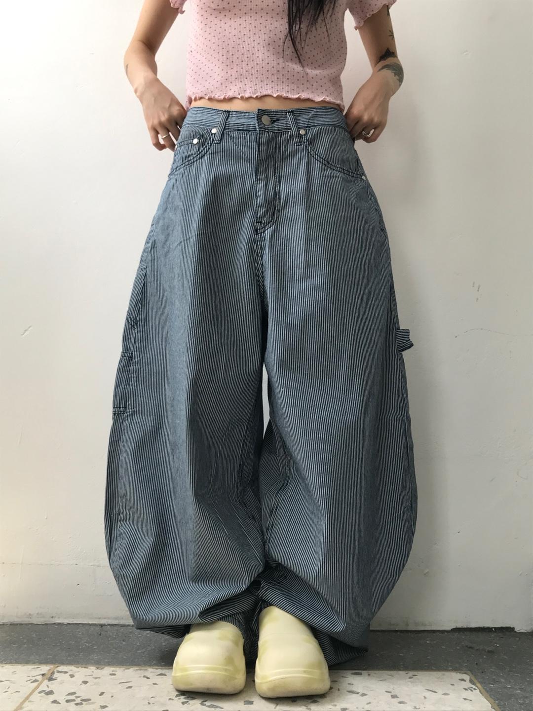 Summer stripe wide pants