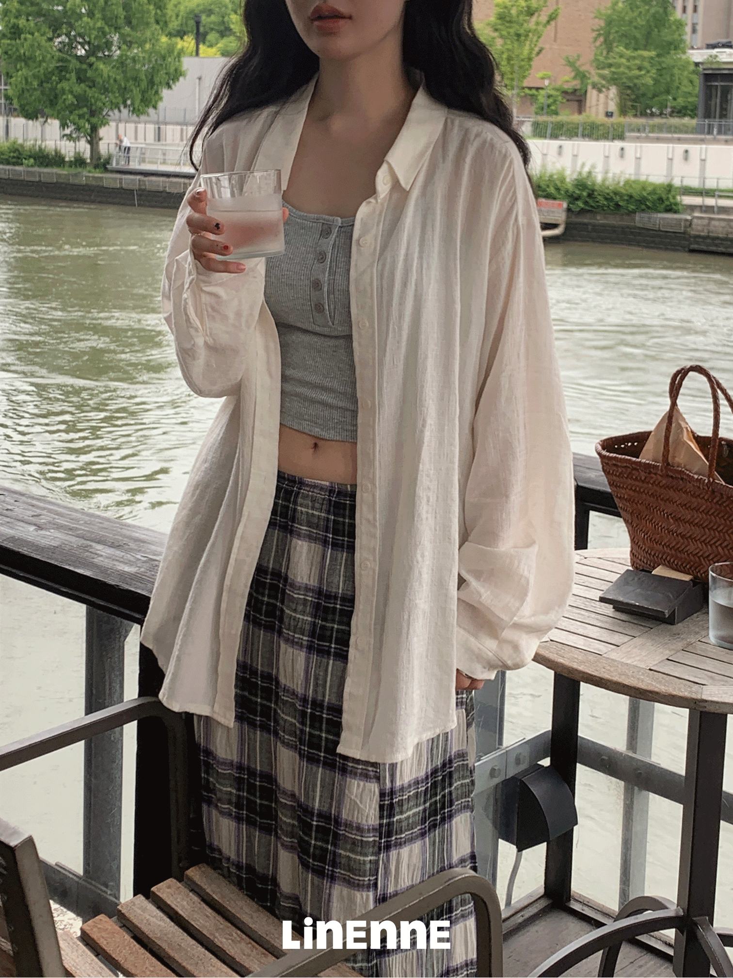 smooth loose check shirt (organic)