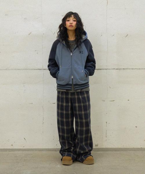 [구빈x소정] (W) 스타 리벳 체크 울 팬츠