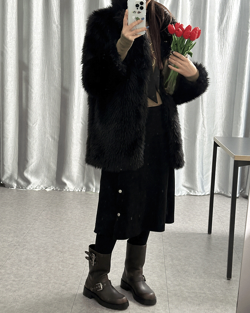 [MADE] City Pop Fur Jacket (Black)