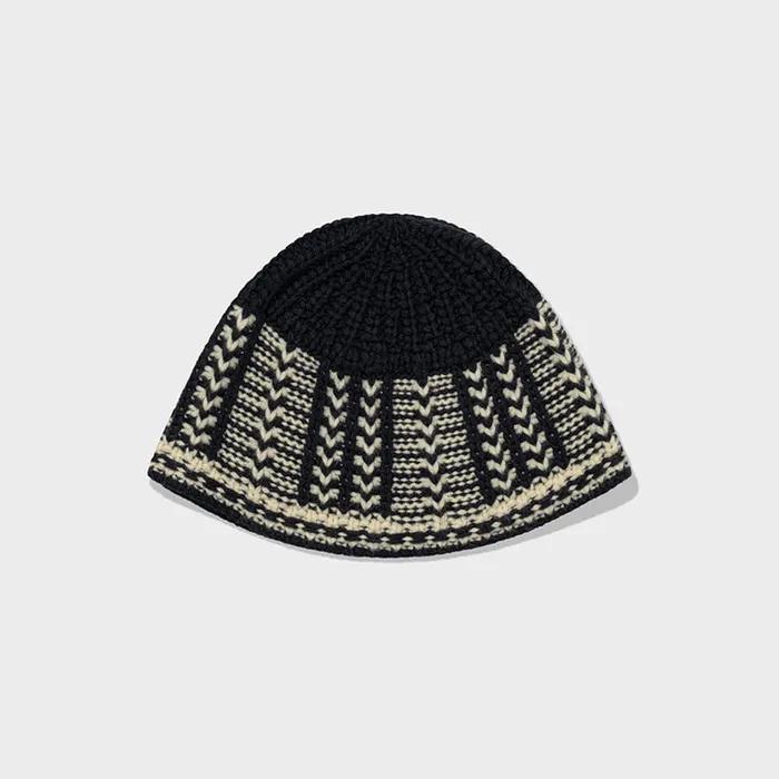 JACQUARD KNIT BEANIE_BLACK_LW256HA01BK