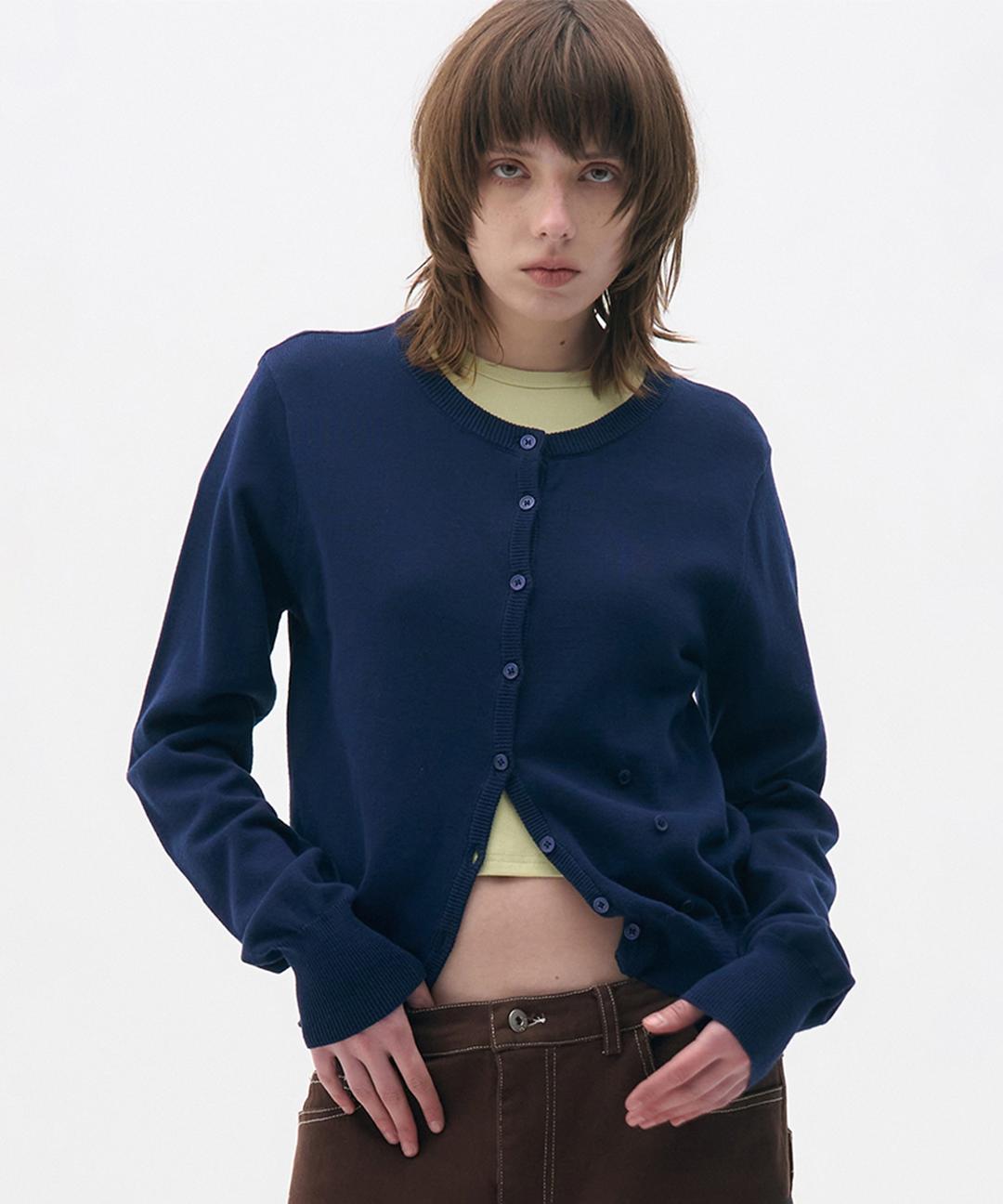 Two Button Multi Line Basic Regular Fit Knit Cardigan_3COLOR