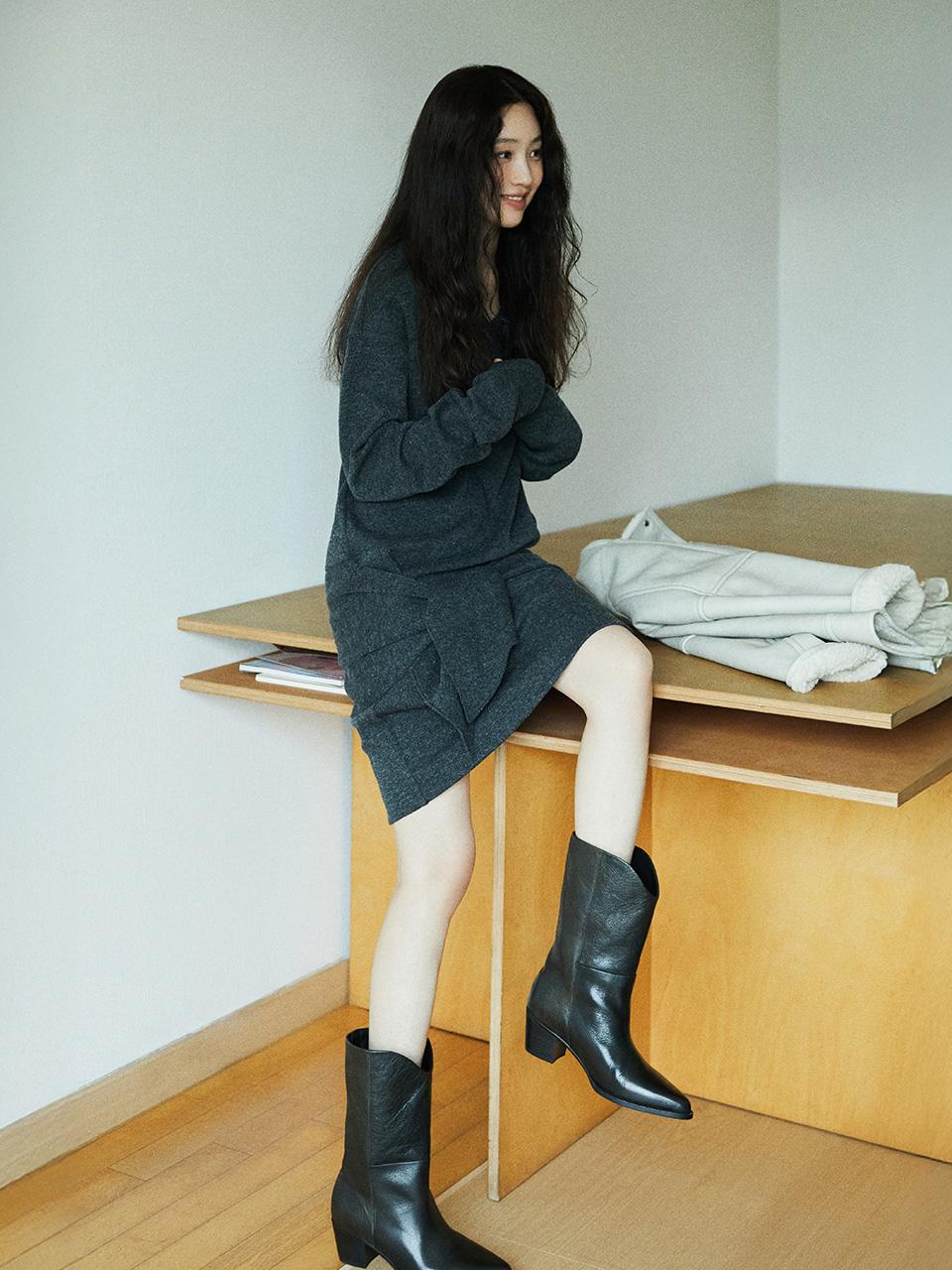 Wool Tie Jersey Dress SW5WO435-9E