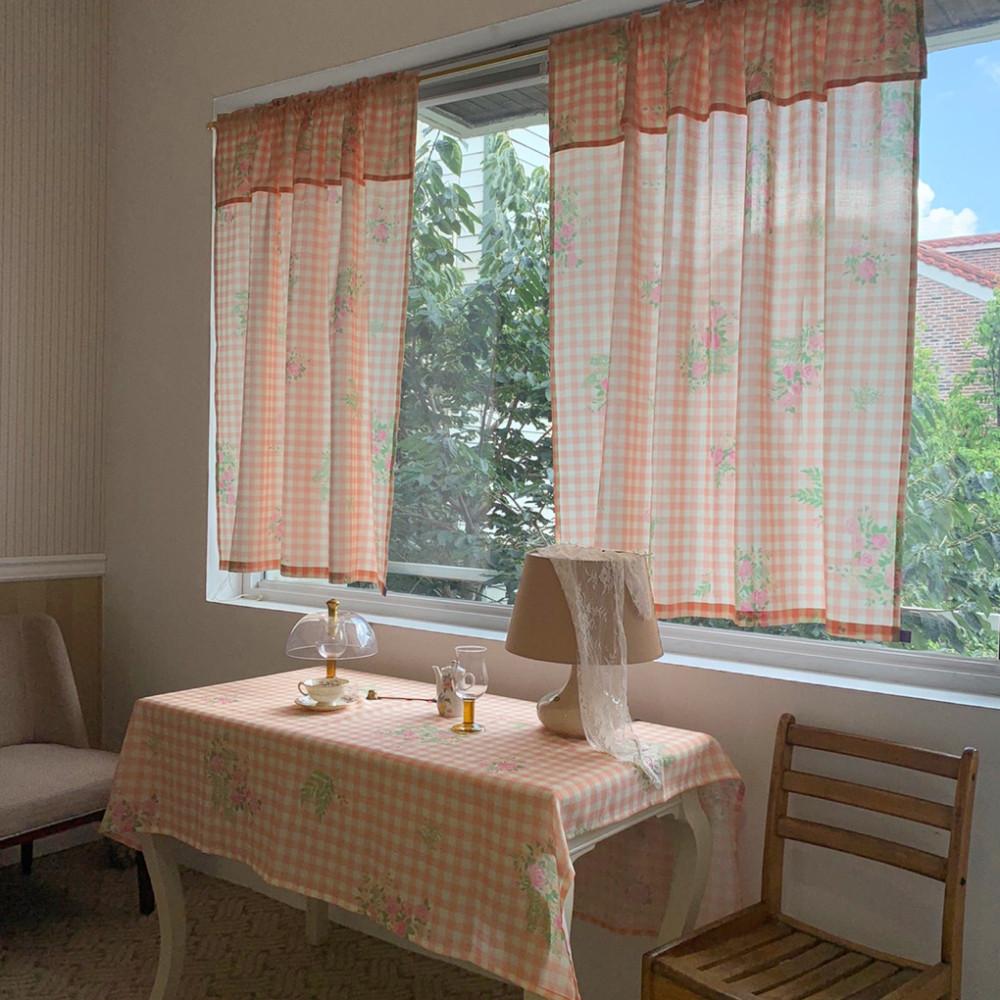 creamy orange check fabric