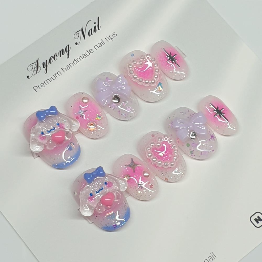 산리오 하트 시나모롤 수제네일팁