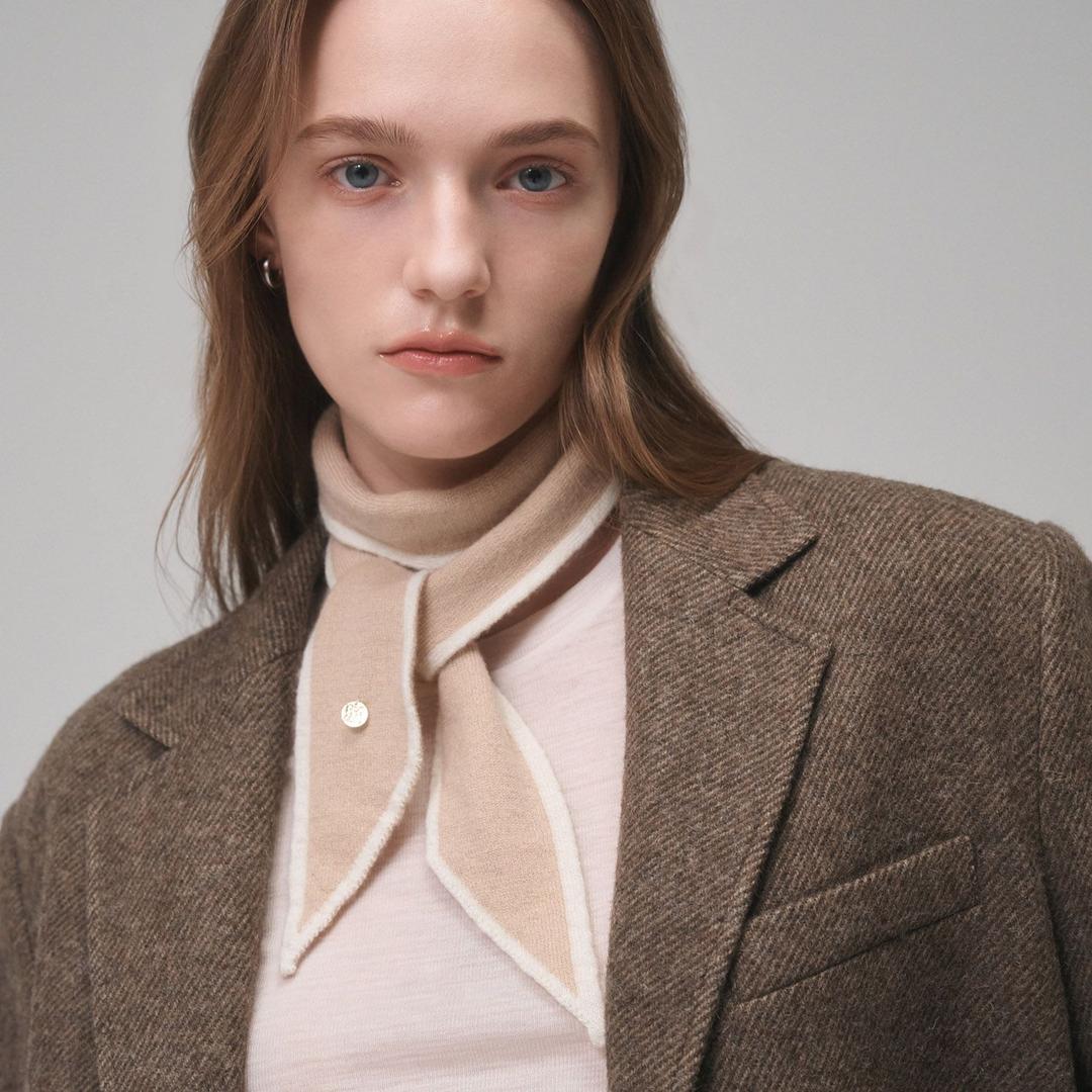 울 100% 트윌리 머플러 숏/롱 아이보리베이지