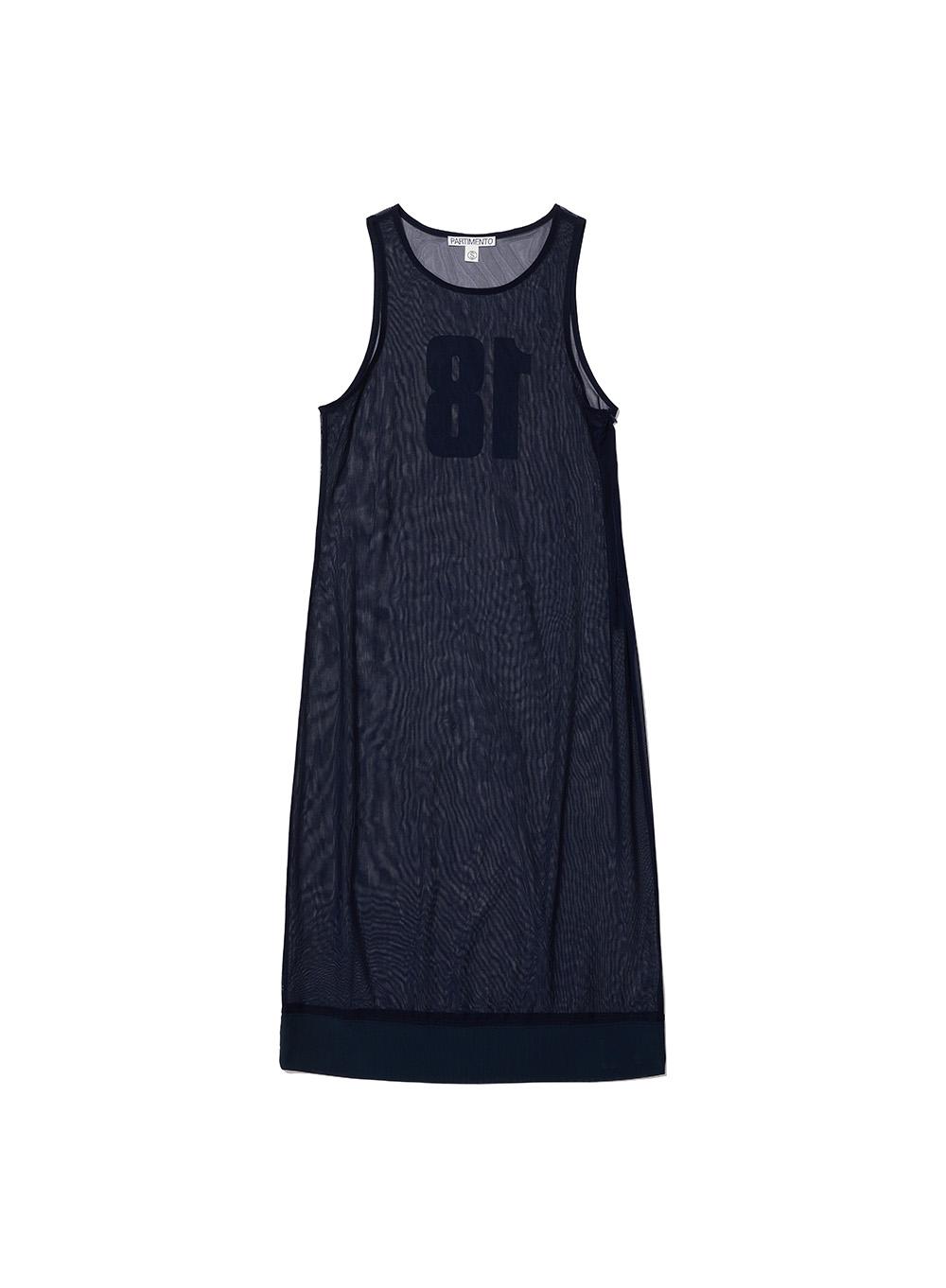 [WOMEN] NUMBERING PRINTED MESH DRESS_NAVY