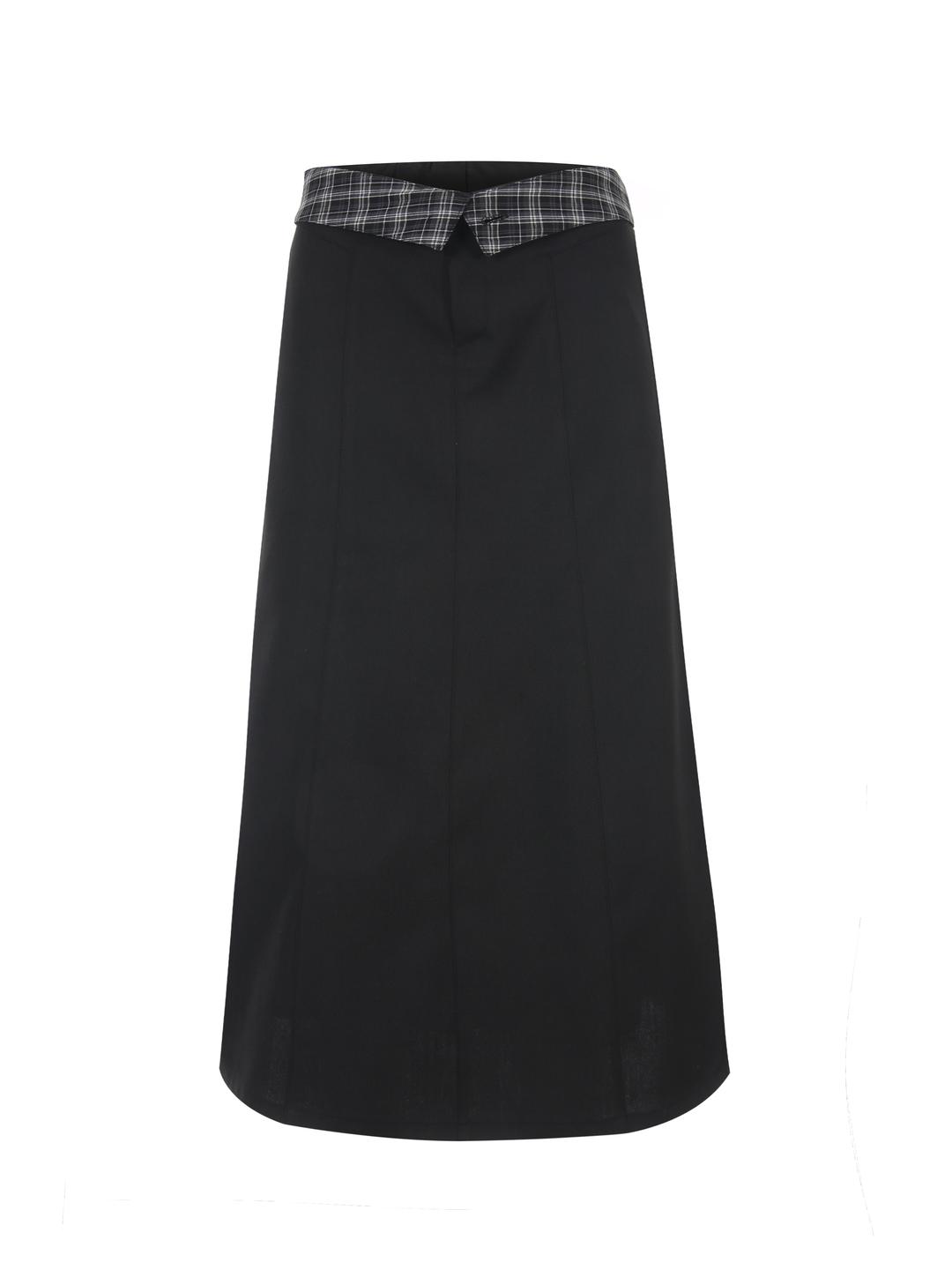 Folded check maxi skirt 001
